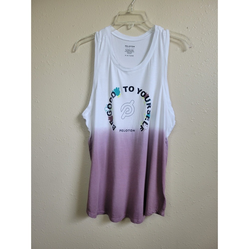 Peloton Be Good To Yourself Ombre Racerback Tank Top White Purple‎ Large